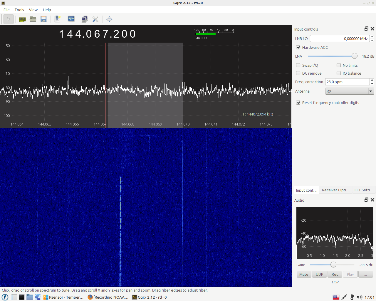 Observing Aurora with GQRX receiver and RTL-SDR
