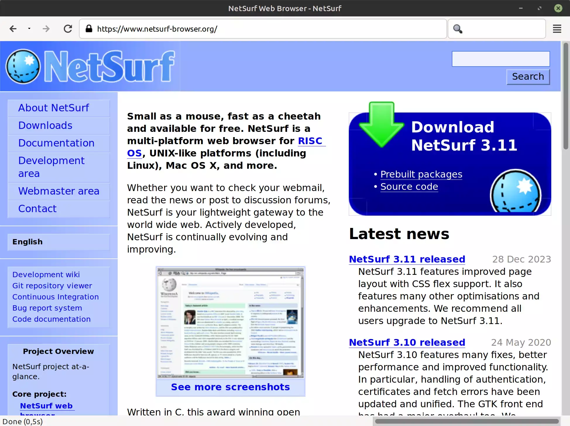 Mini navigateur Web Netsurf