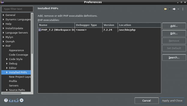 indication du php installé