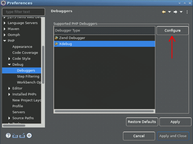 Eclipse Xdebug Configurer