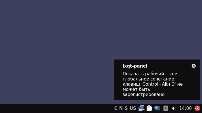 Fixing the error "The global keyboard shortcut Control+Alt+D cannot be registered"