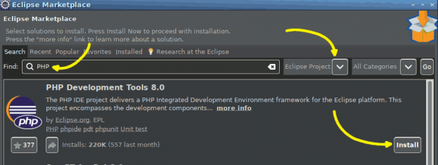 sélection du composant outils php