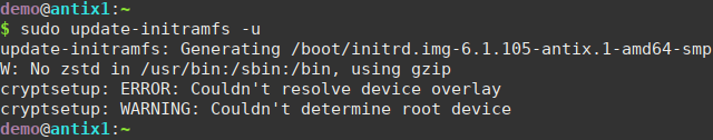 Fix: "cryptsetup: ERROR: Couldn't resolve device overlay"
